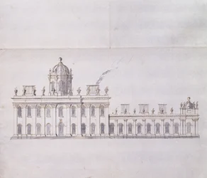 Castle Howard, Yorkshire: A Schematic pencil Sketch showing the Development of the Forecourt Wings, c.1699