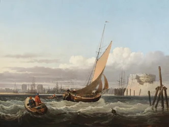 A Dockyard Lighter Turning into Portsmouth Harbour