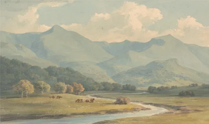 Carnedd Llewelyn and Carnedd David, Carnarvonshire, Seen Across the River Ogwen