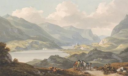 The Lakes of Llanberis from the Road from Caernarfon Going to Llanberis, Caernarfonshire