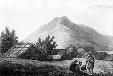 The Inside of a Hippah in New Zealand, illustration from 