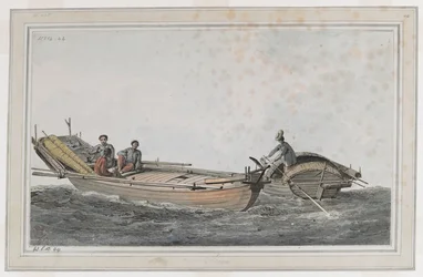Two Small Boats, with Three Figures in One, Two in the Other