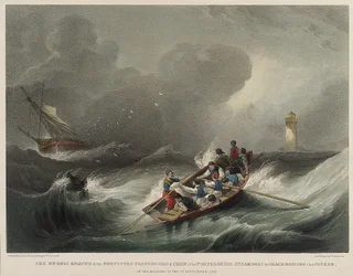 The Heroic Rescue of the Passengers and Crew of the Steamship Forfarshire, by Grace Darling and Her Father, on the Morning of September 7