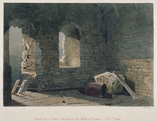 Interior view of a tower belonging to London Wall at Old Bailey, City of London
