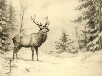 Majestic Winter Stag