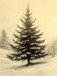 Snowy Pine Winter Scene