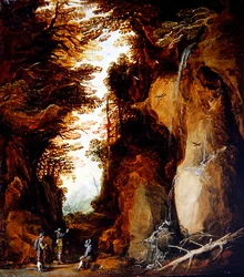 An Alpine Landscape with Travellers