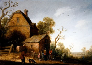 A Wooded Landscape with Figures and Dogs