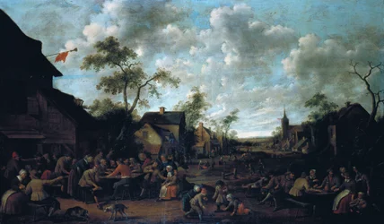 Peasants Feasting in a Village