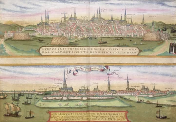 Map of Lübeck and Hamburg, from 