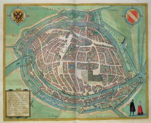 Map of Strasbourg, from “Civitates Orbis Terrarum” by Georg Braun (1541-1622) and Frans Hogenberg (1535-90), c.1572