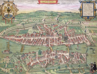 Map of Zurich, from “Civitates Orbis Terrarum” by Georg Braun (1541-1622) and Frans Hogenberg (1535-90), c. 1572-1617