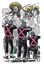 The Mexican Revolution: the fight of the federals against the revolutionary troops of Emiliano Zapata