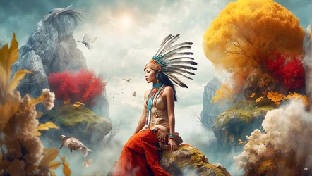Dreamcore Dreamlike Scene Native American 01