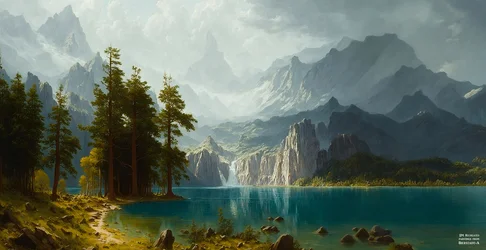 JJM Recreates Bierstadt-A: Sierra Nevada (Panorama)