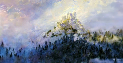 JJM Recreates Friedrich-C-D: Morning Mist in the Mountains (Panorama)