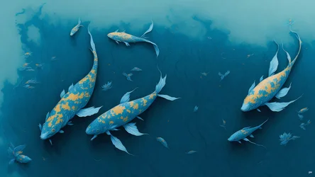Koi Carp Fish Blue