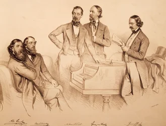 Group Portrait of Viennese Musicians and Composer: Franz von Suppe, Carl Binder, Anton Storch, Heinrich Proch and Anton Emil Titl