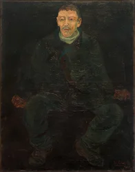 Sitting Man in Blue Suit