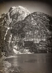 Lake Predil (or Raibl) (b/w photo)