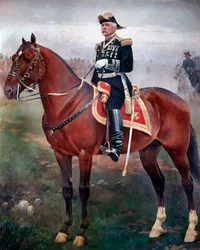 Equestrian portrait of Porfirio Díaz (1828-1915), Revolutionary and Mexican President, Mexico City, National Museum of History, Chapultepec Castle