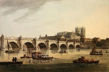 View of Westminster Bridge, Abbey and Hall, engraved by J.C. Stadler