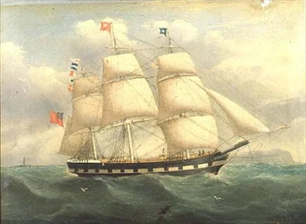 An English Square-Rigged Ship off the Coast