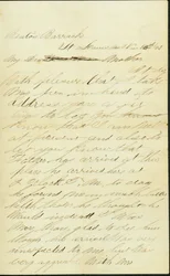 Letter signed Joseph A. Fardell, Benton Barracks, St. Louis, Mo., to Mother, November 12, 1863