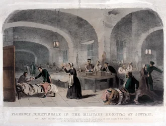 Florence Nightingale (1820-1910) in the Military Hospital at Scutari during the Crimean War, 1856