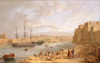 H.M.S. Champion moored off Port St. Angelo, Malta