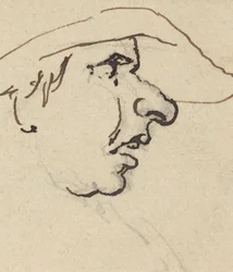 Profile of Man with Large Nose Wearing Hat