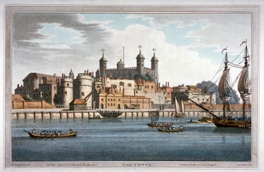 South View of the Tower of London with Boats on the River Thames, 1795