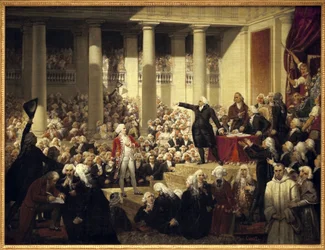 French Revolution: Honore Gabriel Riqueti, Count of Mirabeau before Monsieur de Henri Evrard, Marquis of Dreux Breze at the Assembly of Deputies, June 23