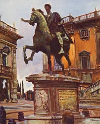 Rome: La statue de Marc-Aurele, Place du Capitole