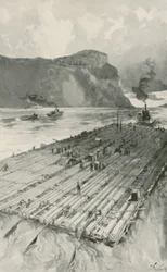 A Lumber Raft Being Towed Down the St. Lawrence