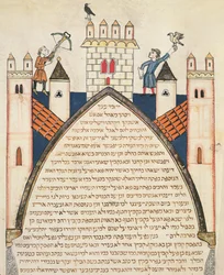 Hunting with Falcons, Illustration from the Jewish Cervera Bible