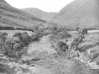 A stream running through Wastwater landscape