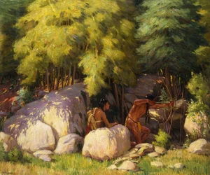 Indian Braves Hunting Deer