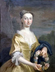 Portrait of a Lady Holding a Floral Wreath
