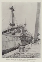 The Building of a Battle-Ship, HMS Ocean, Twin-Screw, 1st Class, 12,950 Tons, in the Dockyard at Plymouth