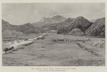 The Chitral Relief Force Crossing the Swat River