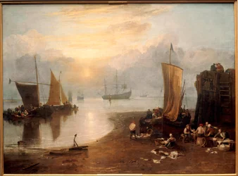 Sun Rising through Vapour: Fishermen Cleaning and Selling Fish