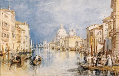 The Grand Canal, Venice, with gondolas and figures in the foreground