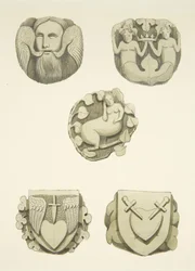 Five Groin Stones in Ceiling on Entering the North Door of Bristol Cathedral