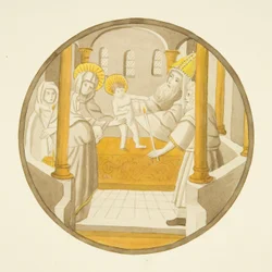 Stained glass in window of private chapel of Bishop
