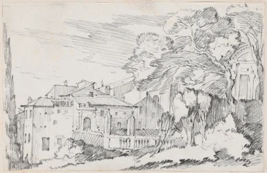 Houses and a Garden on a Hillside in Italy