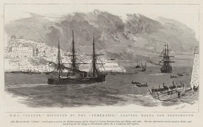 HMS Sultan, Escorted by the Temeraire, Leaving Malta for Portsmouth