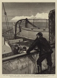 The Arctic Expedition, the Alert near Holsteinborg, Greenland, Sternpost Cutter or Ice-Boat on Skids