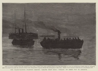 The Franco-Siamese Frontier Dispute, Sailors from HMS Pallas on their Way to Bangkok