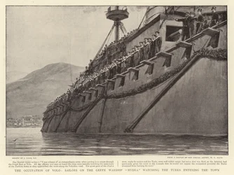 The Occupation of Volo, Sailors on the Greek Warship Hydra watching the Turks entering the Town